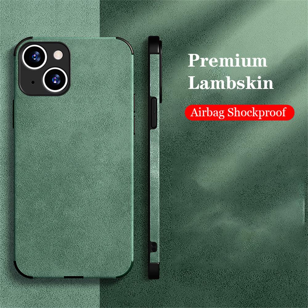 Shockproof Matte Lambskin Leather Case for iPhone 16 15 14 13 12 11 Pro X XR XS Max 7 8 Plus Soft Fabric Vintage Cover