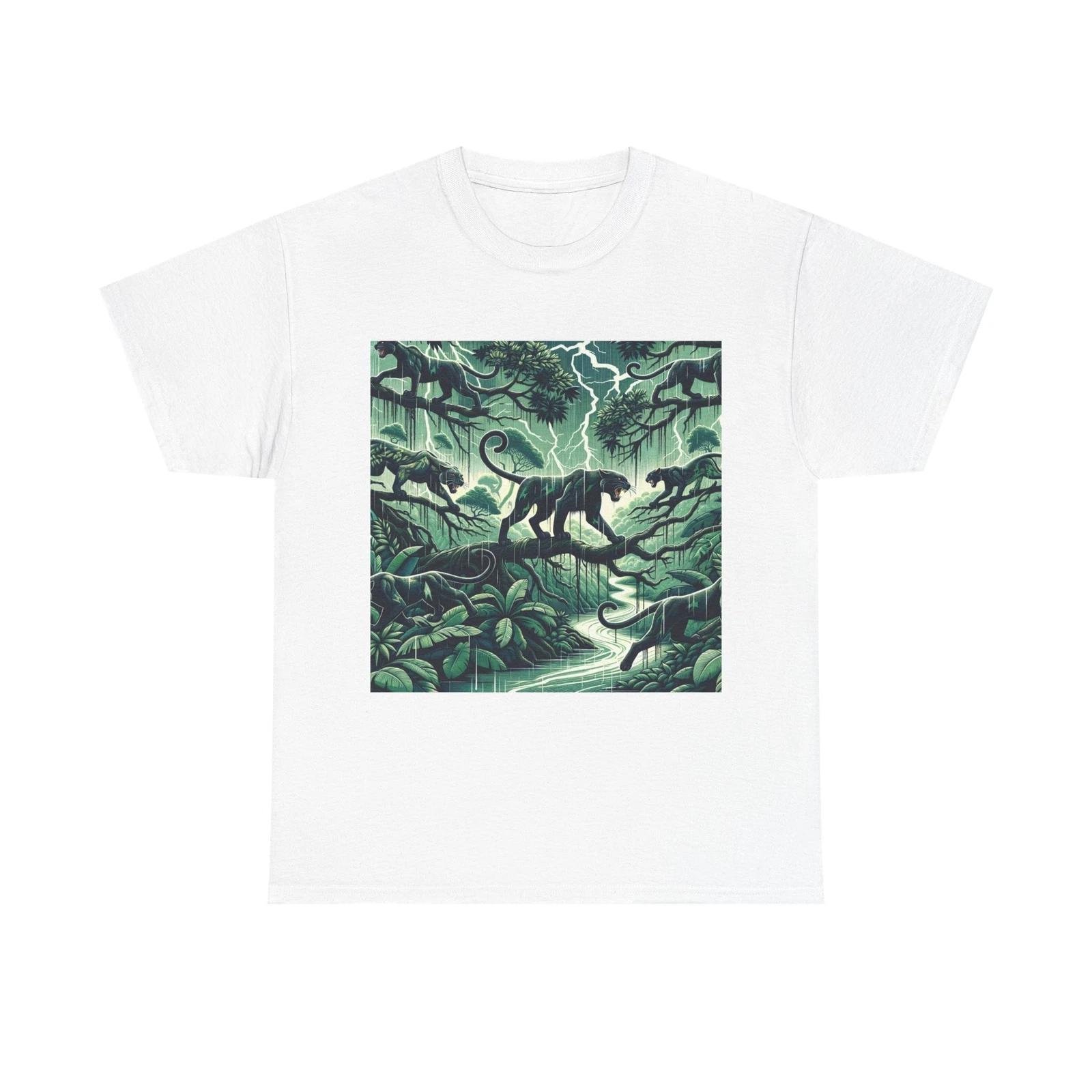Unisex Adult T Shirt Jungle Panthers in Monsoon Storm S