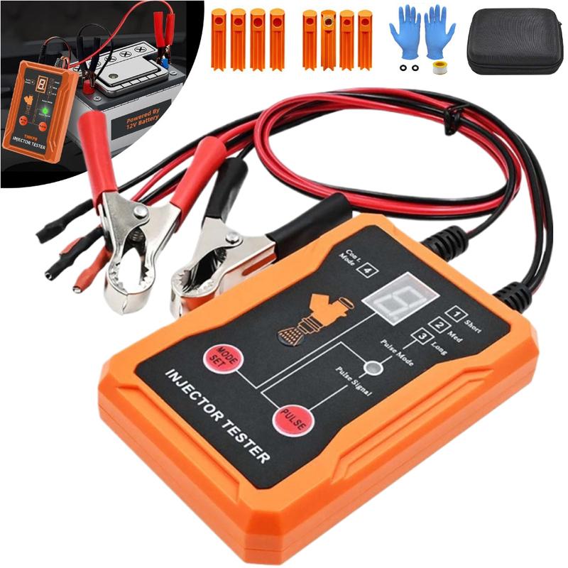Car Fuel Cleaning Injector Tester DIY Cleaner Kit with 8 Pulse Modes 8 Test Leads LCD Display