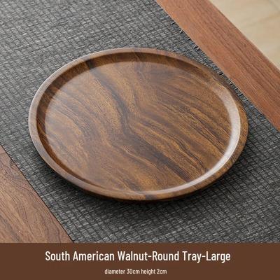 ZISIZ Rosewood Carved Round Tea Tray