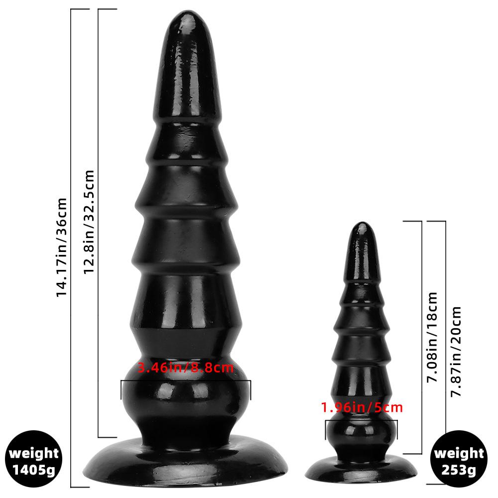 Extra Großer Analplug mit Saugnapf - Riesiger Buttplug zum Dehnen, Analtraining, Sexspielzeug für Erwachsene - Schwarz