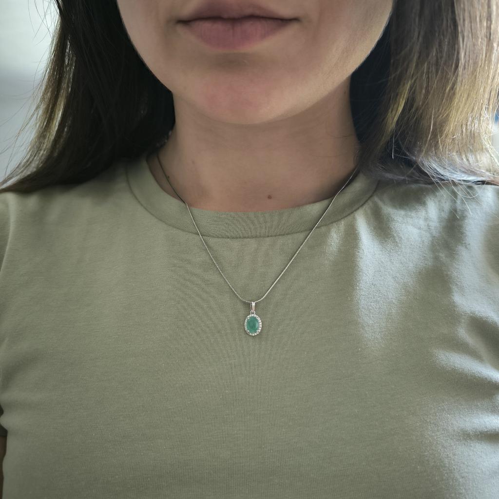 Серебряная подвеска с изумрудом 1.373ct (2214205)
