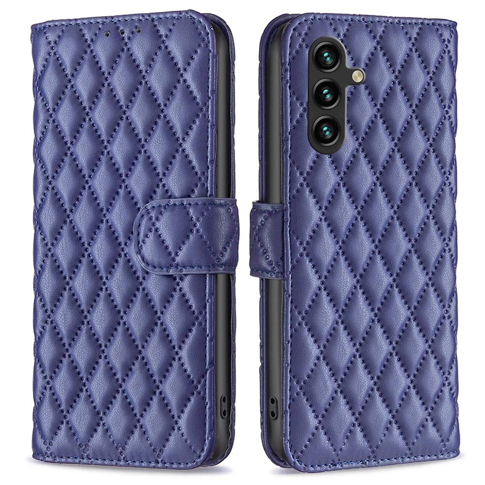 BINFEN COLOR BF Style-14 For Samsung Galaxy A55 5G Leather Case Rhombus Grid Pattern Phone Cover