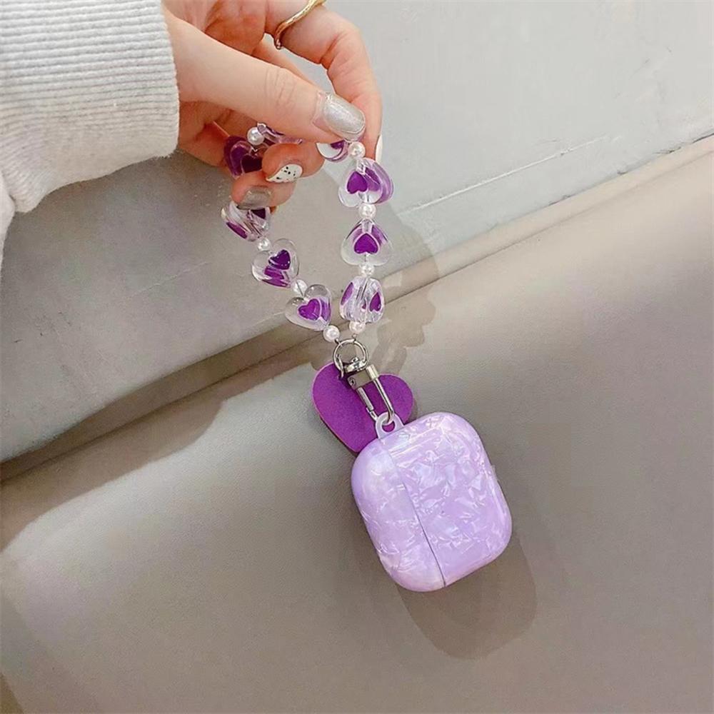 For AirPods 4 Protective Case Shell Texture Pattern TWS Earbuds Soft TPU Cover with Heart Strap