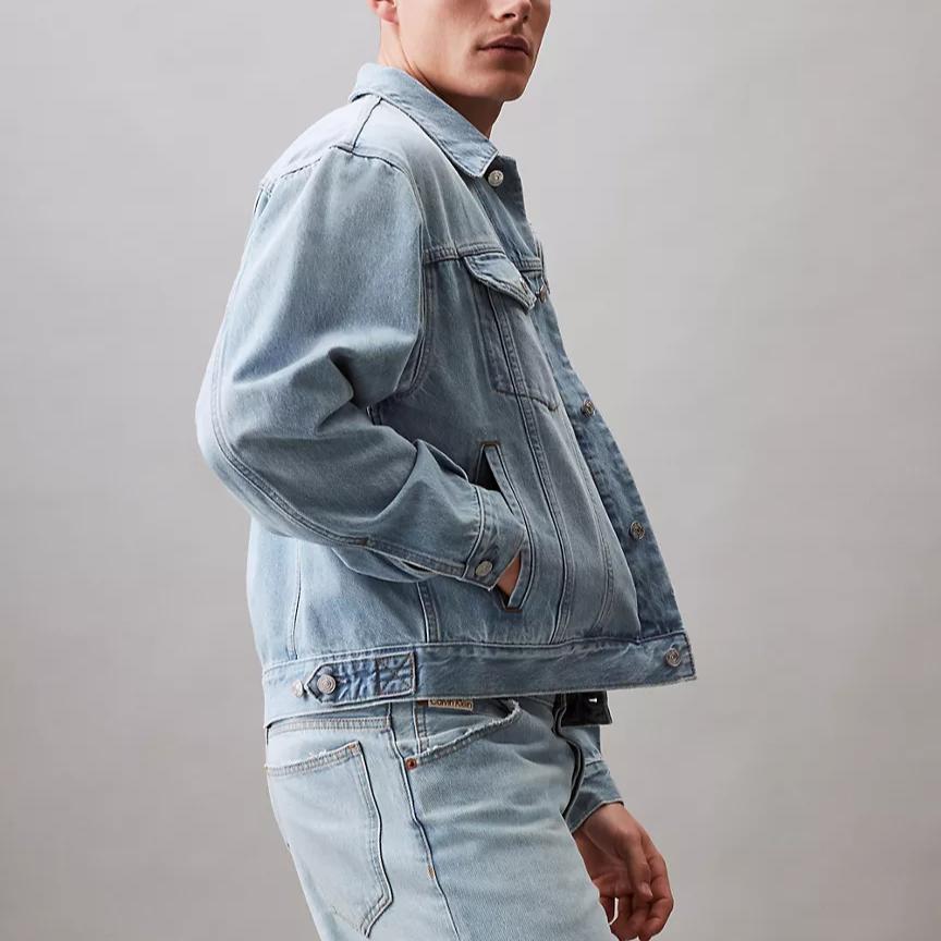 Calvin Klein Loose Minimalist Button Long Sleeve Denim Jacket Men Jackets Blue 40EM740-400