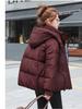 Women’s Short Hooded Windproof Thicken Warm Winter Jacket With Raglan Sleeves