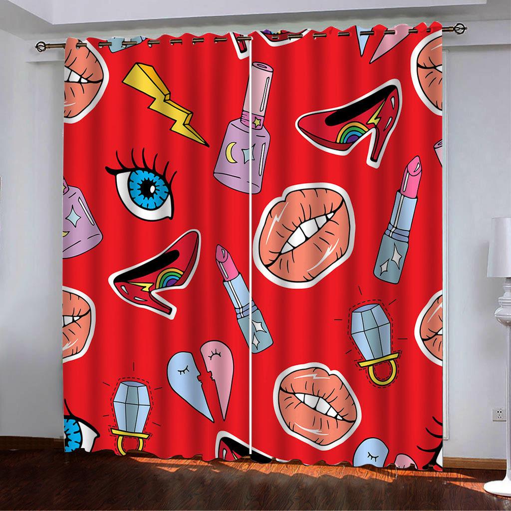 

High-Density Blackout Curtains Red Lip Series Digital Printing Curtains 140*100