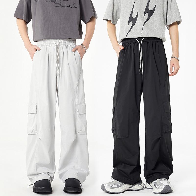 Spring and autumn new casual overalls straight wide-leg pants sports men's and women's versatile pants men's
