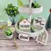 Set Of 8 Home Kitchen Decoration Tier Tray Decor Set Farmhouse Tiered Tray Decor With 3 Stand Trays 4 Artificial