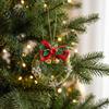 Retro Style Plaid Bow Pendants Mini Christmas Wreath Ornament, Hanging Decoration with And Small Fabric Decorations for Home Metal Bells, Handmade