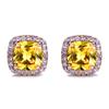 Luxury Female Yellow Pink Stone Earrings Fashion Silver Color Wedding Jewelry Vintage Double Stud Earrings for Women
