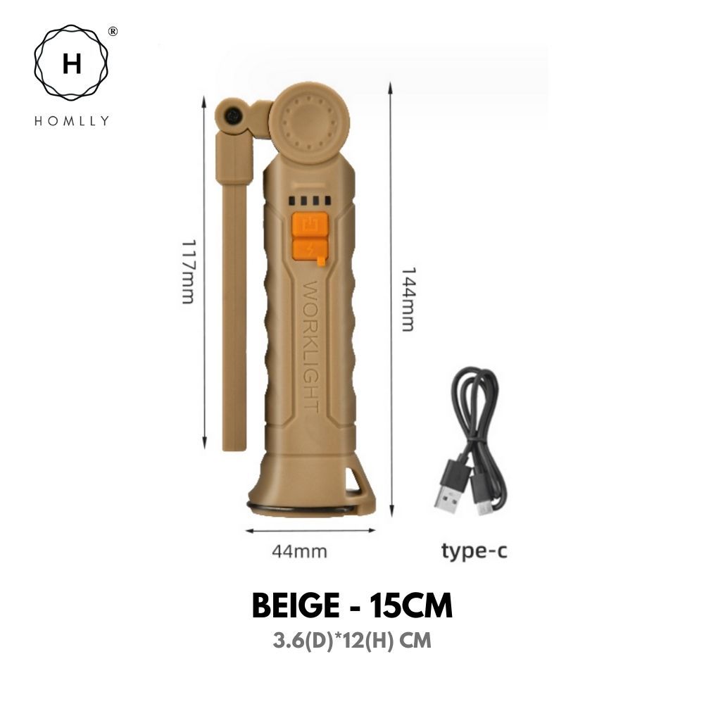 Homlly Portable Magnetic Rechargeable LED Flash Light Torch Lamp with 360 Degrees Rotate