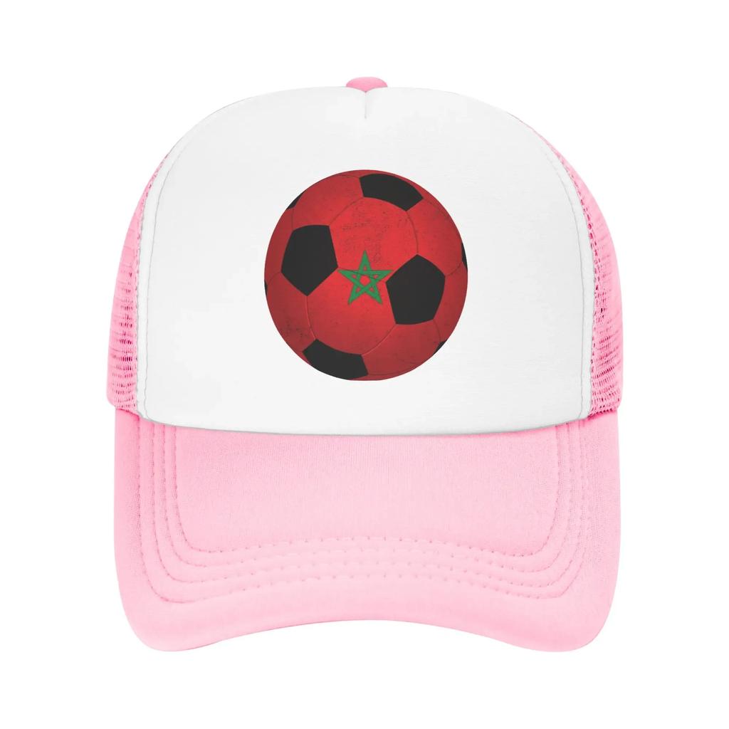 Soccer Moroccan Morocco Flag Trucker Cap Unisex Sport Hats Sun Hats Sports Cap Adjustable Snapback Caps Mesh Baseball Caps Summer