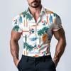 Men's Fashion Printed Satin Short Sleeve Shirt Top