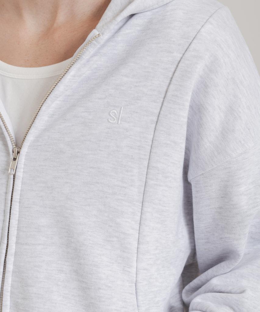 Ssin And Lee Easy Form Oversized Zip-Up Hoodie In Back Melange