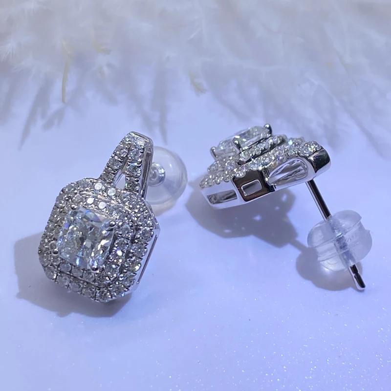 Huitan Sparkling Stud Earrings for Women Crystal Cubic Zirconia Exquisite Girls Earrings Wedding Party Modern Fashion Jewelry