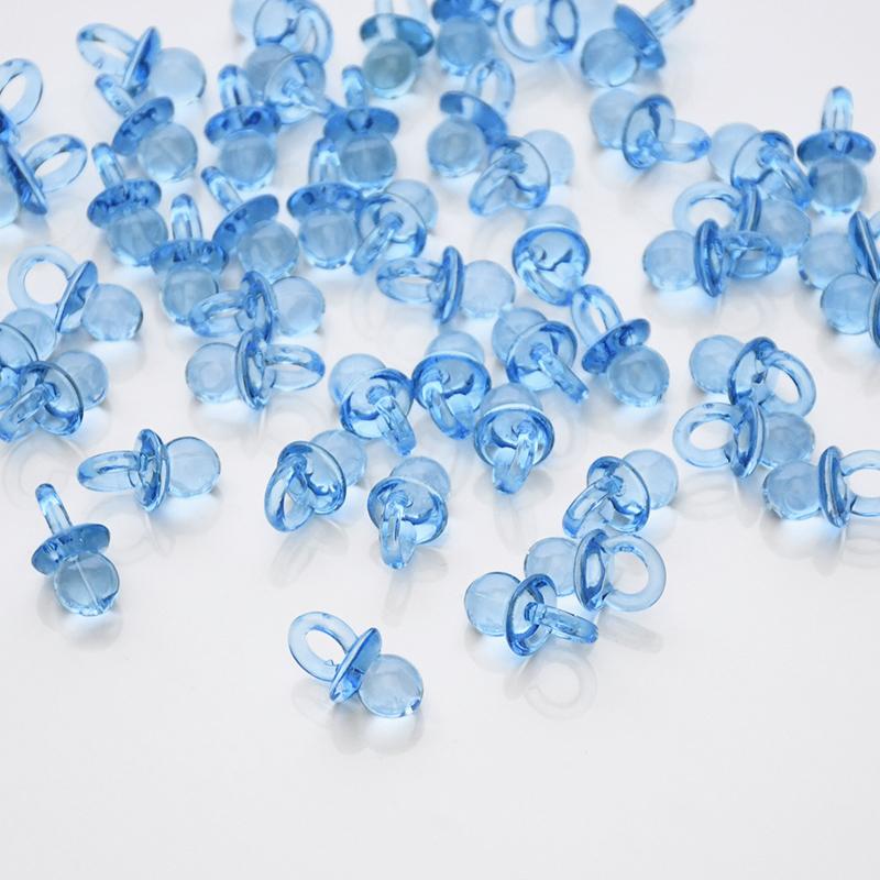 50/100Pcs Mini Acrylic Blue Pink Pacifier Nipple Confetti For Baby Shower Decoration Gender Reveal Table Scatter Birthday Party