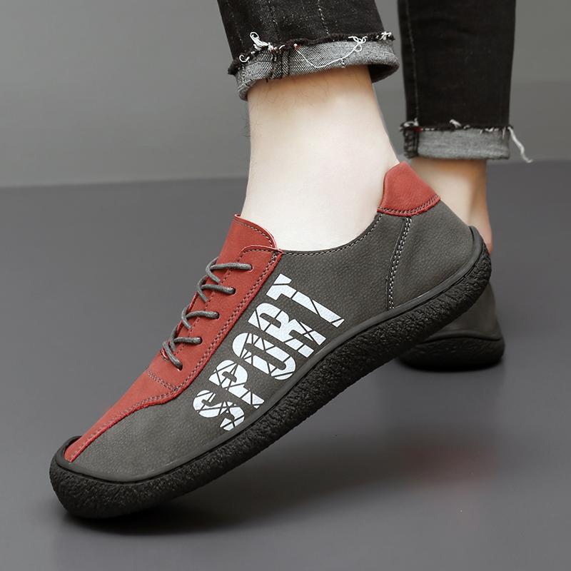 Men Handmade Leather Shoes Casual Hiking Shoes Outdoor Lacing Walking Driving Shoes Wide Head Over Sized