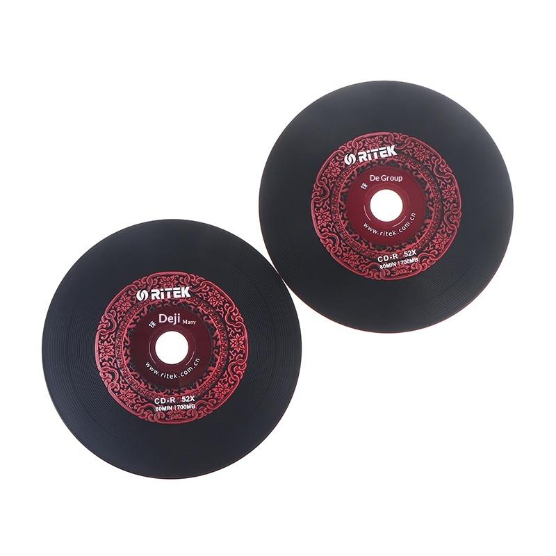 10PCS Ritek Vinyl Disc Black CD-R Blank Disc Recordable Compact Disc 700MB/80min/52x Car Music CD-R BLANK Disk Disc