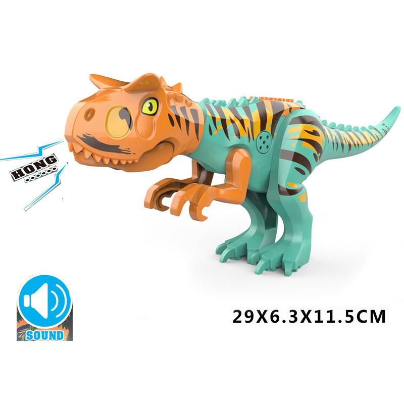 With Sound Assembled Building Blocks Dinosaur World T-Rex Velociraptor Triceratops Jurassic Animal Model Bricks Figure Toys Gift
