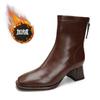 Short boots women's high heels new women's boots Martin boots rear zipper square heel single boots medium heel boots