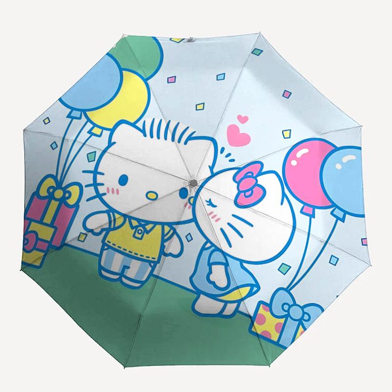 1pc Hello Kitty Automatic Opening/Closing Umbrella with Convenient Three-Fold Design, 8-Bone Iron Frame Outdoor Umbrella - Perfect Gift for Fans, Trav