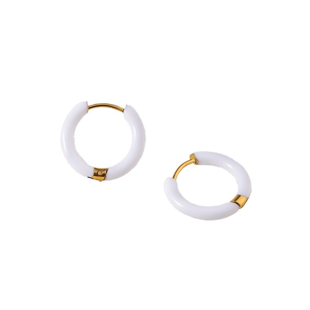 Colorful Series 18k Gold Titanium Steel Drip Oil Stud Earrings for Women
