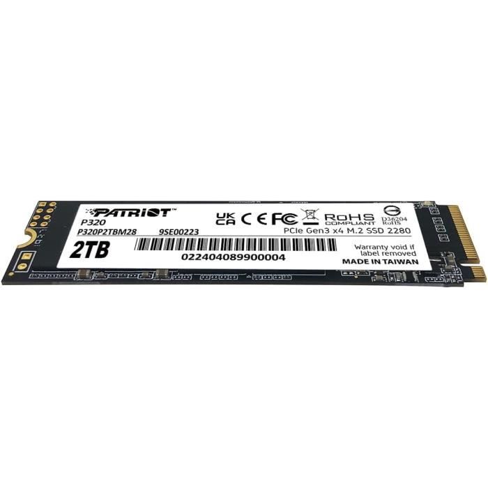 Ssd - patriot memory - p320 - 2 to - nvme pcie gen 3x4 - m.2 2280 - 3000mb/s lecture