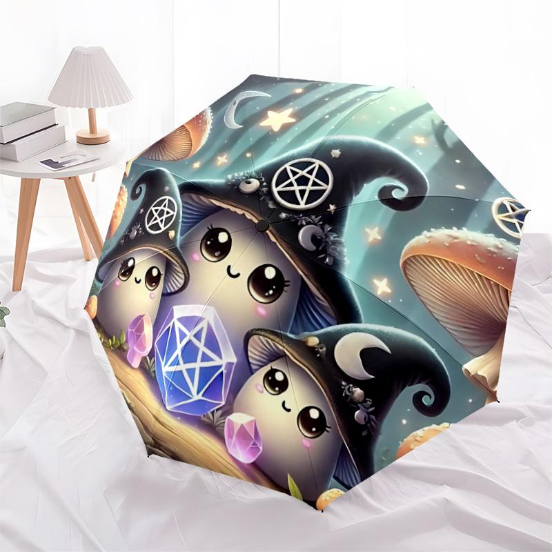 1pc Witchcraft Fantasy Automatic Folding Umbrella - Design, Durable Iron Frame for Travel, Outdoor, Beach Fashion Accessory a0920002