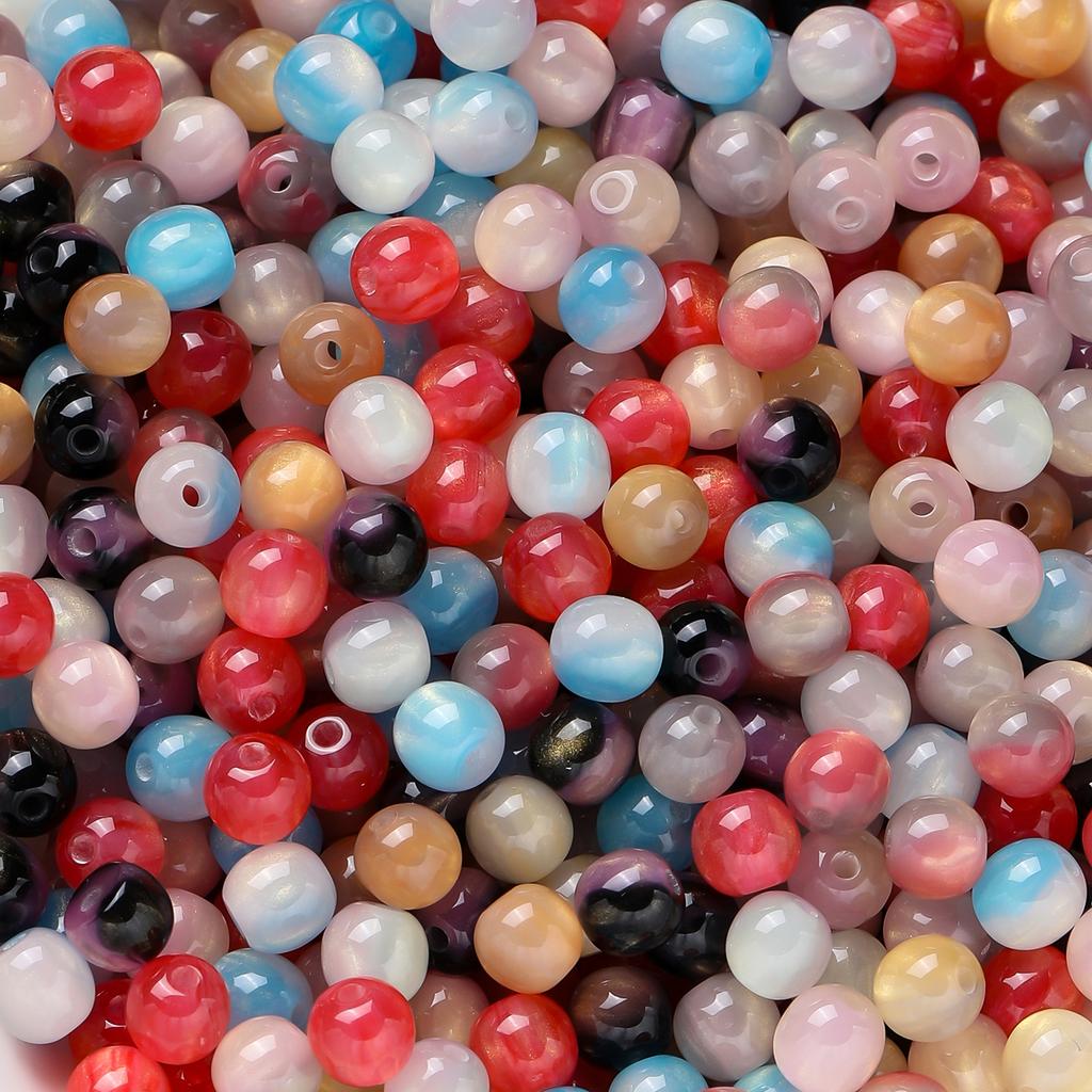 10pcs/lot 6mm Glitter Cat Eye Round Acrylic Resin Beads Charm Loose Spacer Beads for Handmade DIY Jewelry Making Bracelet