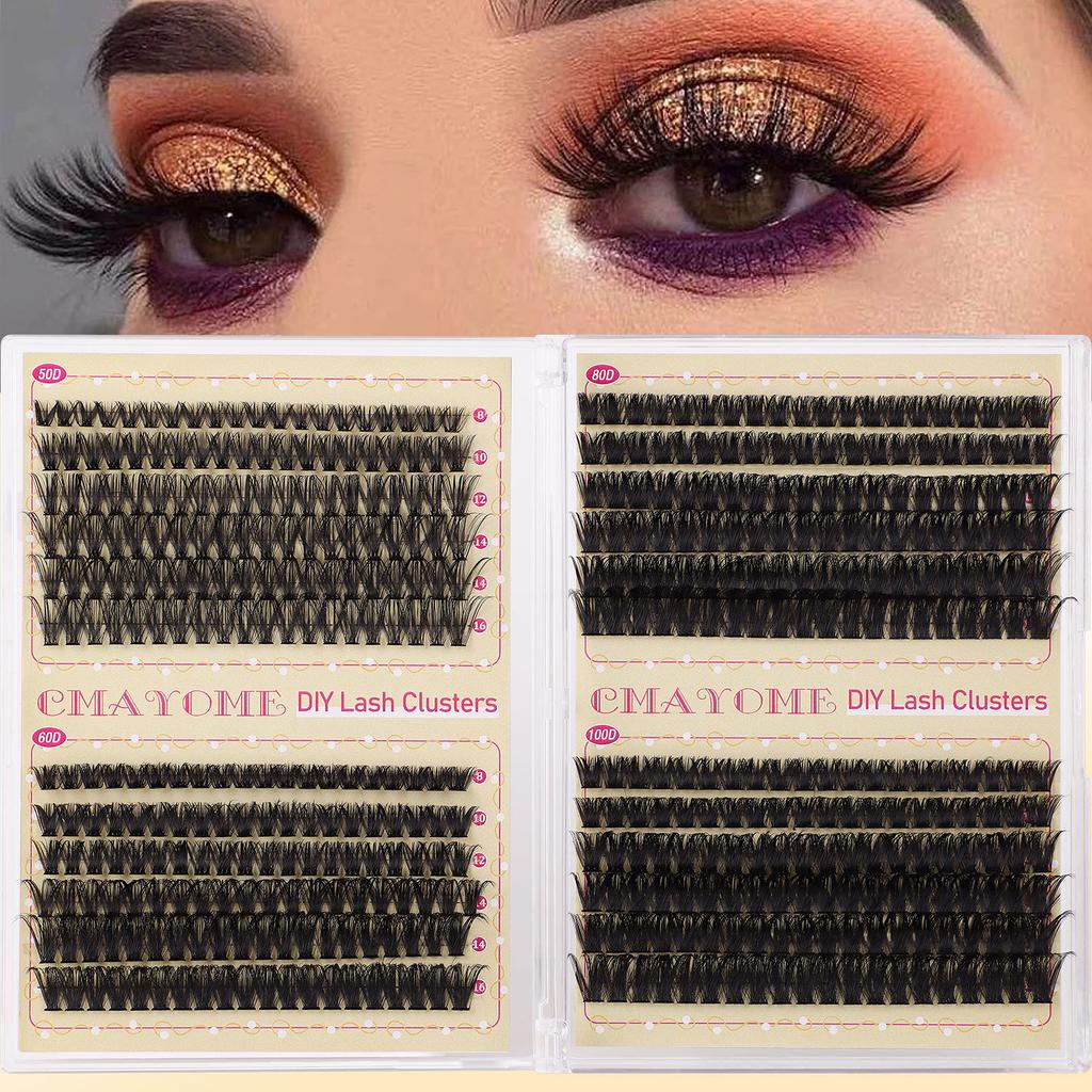 Diy False Eyelash Extension Set, Multi-Hair Single Cluster 8-16Mm Length Mixed Eyelashes