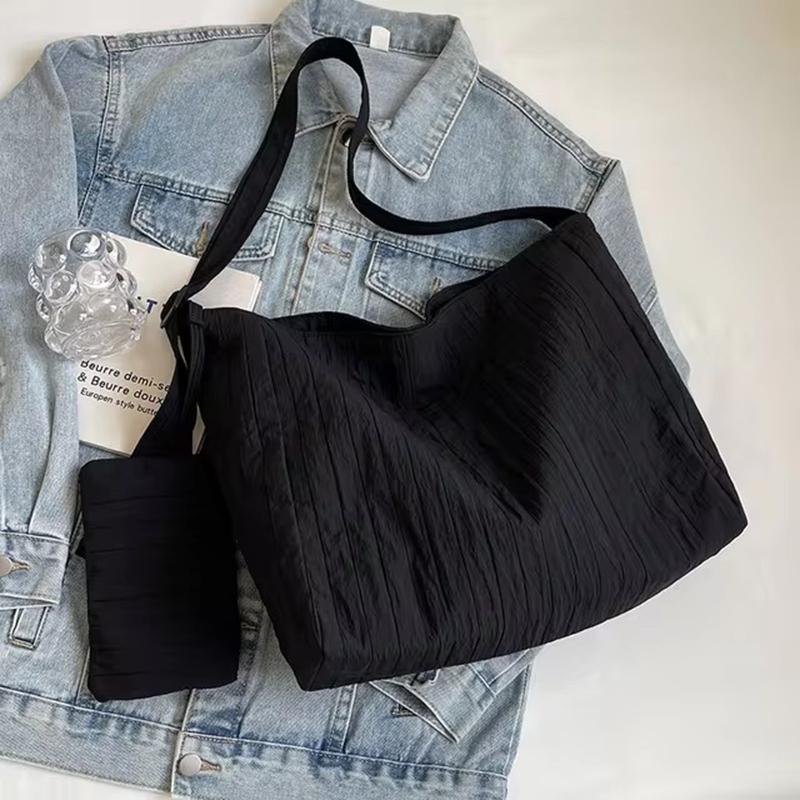 Canvas Tragetaschen Geldbörse für Damen Weiche Faltbare Schulterhandtaschen mit Münzfach Lässige Pendler Shopper Tragetaschen KTY