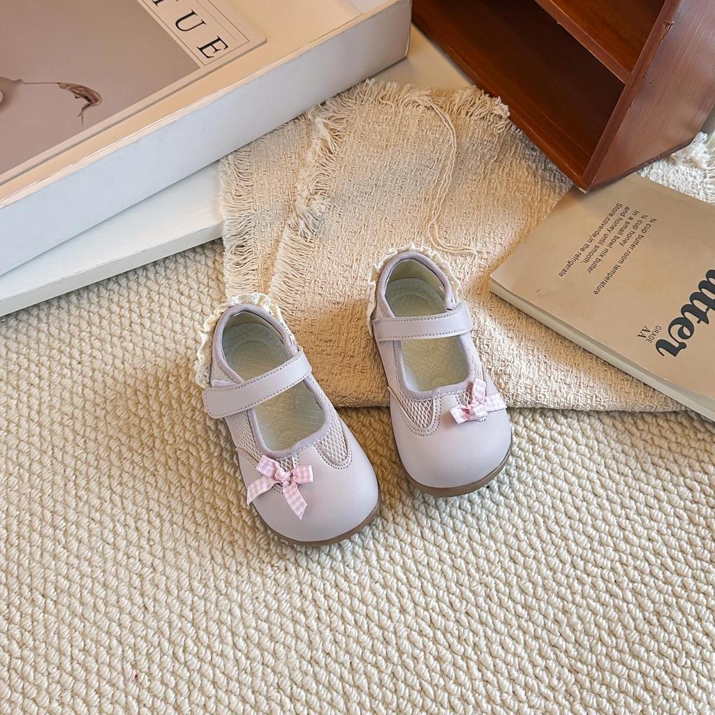 Girls' 2026 Spring White Leather Princess Loafers - Korean Style Soft Sole Low-Cut Shoes