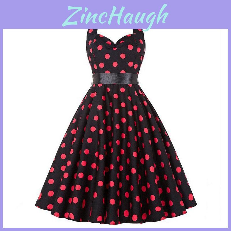 Elegante Vestito da Festa a Pois Vintage Anni '50 stile Halter di Audrey Hepburn