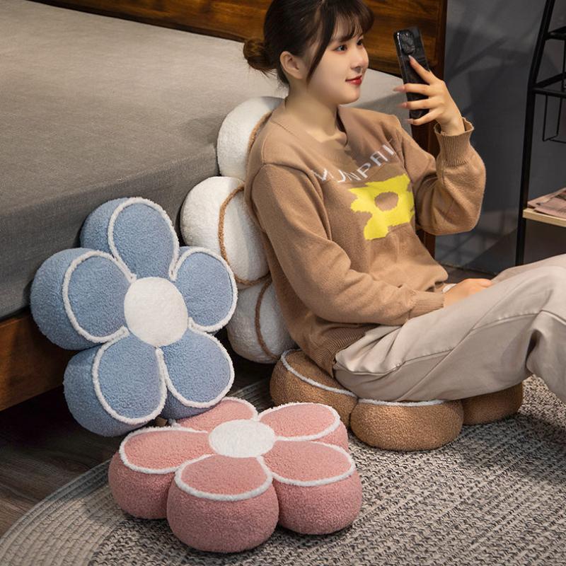 40/50cm Flower Pillows Soft Flower Shaped Floor Cushion for Living Room Bedroom Sofa Couch Winter Warm Decoration