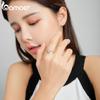 BAMOER 925 Sterling Silver Classic Small Chain of Locks Ring Women Statement Rings