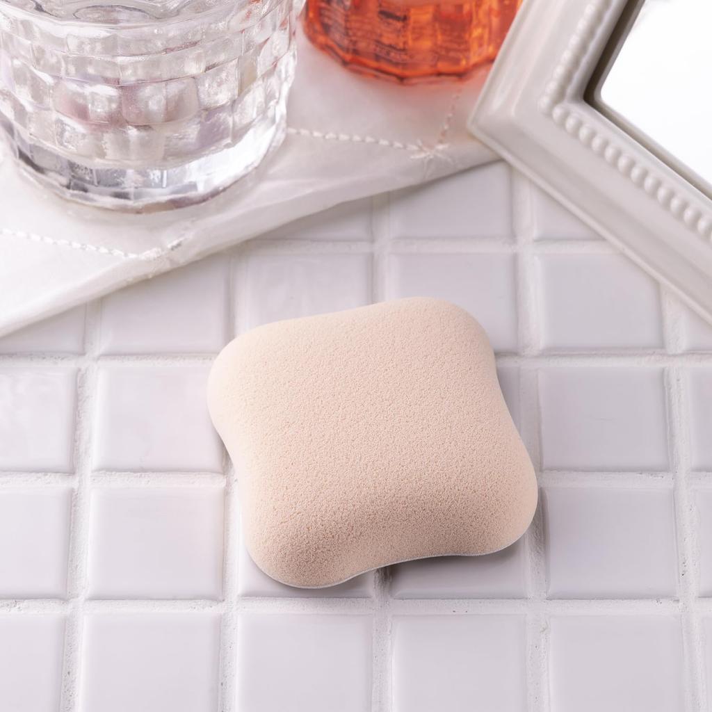 Kai Corporation Foundation for Powder and Liquid Natural Beige Stain-Resistant Puff, Diamond-Shaped, Dual-Layer Structure, Foundation, Finish, KQ3248,