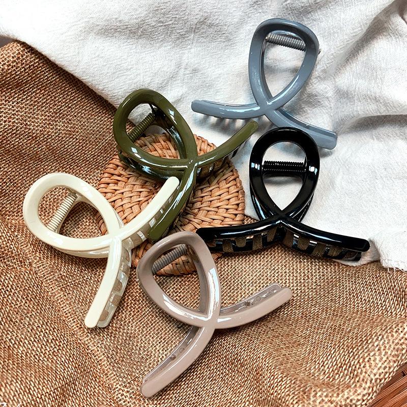 5 Pieces Simple Temperament Clip Acrylic Grip Cross Clip