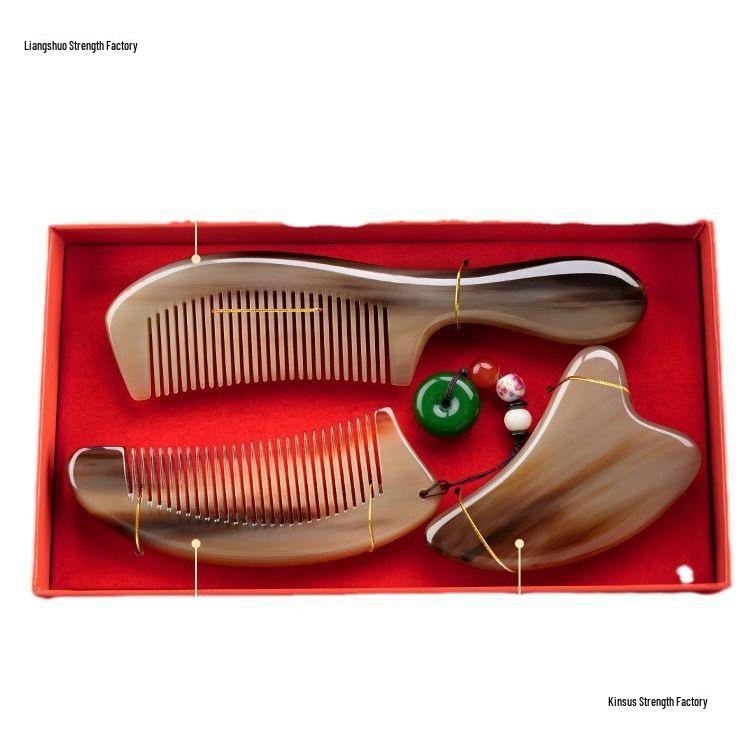 Ox Horn Comb Gift Set: Wedding Pair, Practical Comb for Mother's Day & Valentine's Gifts