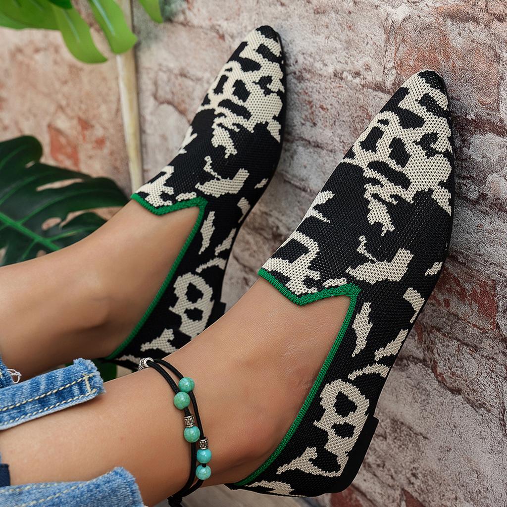 Neue Damen Schuhe Flachstrick Atmungsaktiv Quadratischer Absatz Modisch Schön Prinzessin Rutschfeste Gummisohle Slipper Zapatos De Mujer