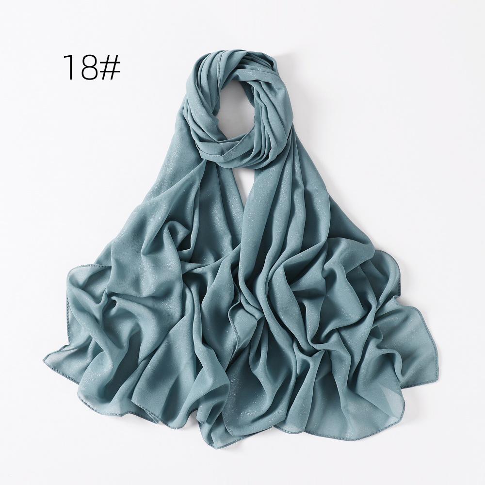 New Style Women's Silver Pearl Chiffon Long Scarf