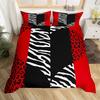 Zebra Stripes Duvet Cover Set Red Glitter Lips Comforter Cover for Girls Women Black White Leopard Zebra Print Queen Bedding Set