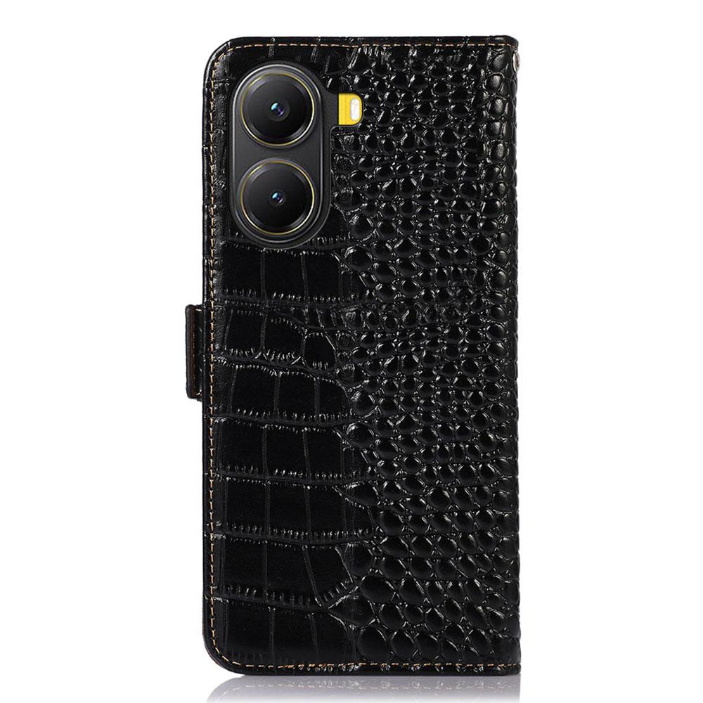 For Xiaomi Poco X7 Pro 5G Case Wallet Crocodile Texture Genuine Cow Leather Phone Cover