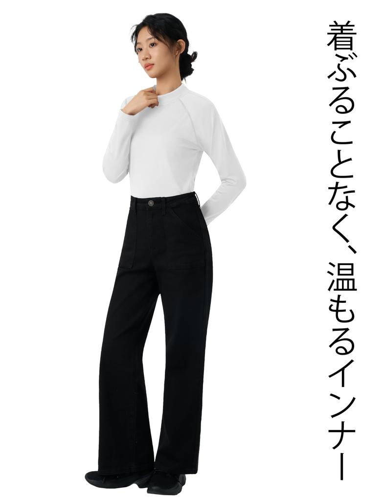 KEFITEVD Langarm Warmes Unterhemd für Kälte Rollkragen Sportbekleidung für Herbst und Größe M Damen Hoher Kragen Unterhemd, Wetter, Locker sitzendes T-Shirt,