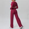 Cross-New Tight Sportswear Set: Chest-Pad Top & High-Waist Wide-Leg Pants for Running, Fitness & Yoga