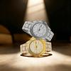 Mens Full Diamond Luxury Quartz Watch Zinc Alloy Band Luminous Hands Casual Business Dress Wristwatch