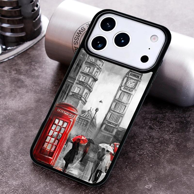 London Red Bus Big Ben Phone Case for iPhone 17 16 15 Pro Max Air 14 13 12 11 Plus Shockproof Capa Cover