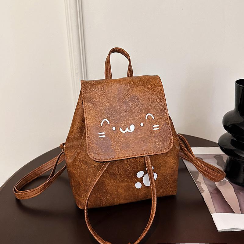 

Beautiful street trend backpack cute sweet student bag going out commuting versatile backpack woman коричневый