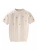 Men's Trendy European Bee Embroidery Knit T-Shirt, Short-Sleeved, Round Neck, Light Luxury Style