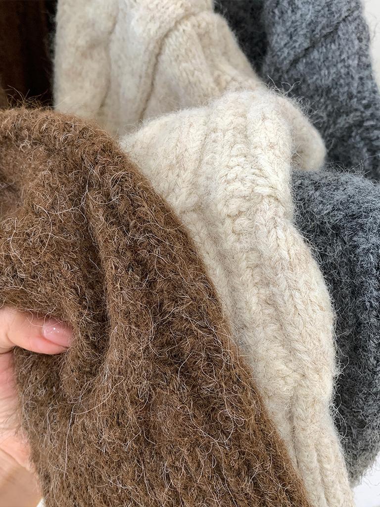 Oversized Chunky Cable Knit Sweater Coat for Women, Autumn Winter High-End Casual Knit Cardigan Top